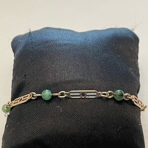 Elegant Vintage Avon Gold and Jade Green Bracelet